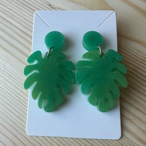 Handmade Monstera Leaf Earrings